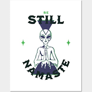 Meditating Alien Namaste Posters and Art